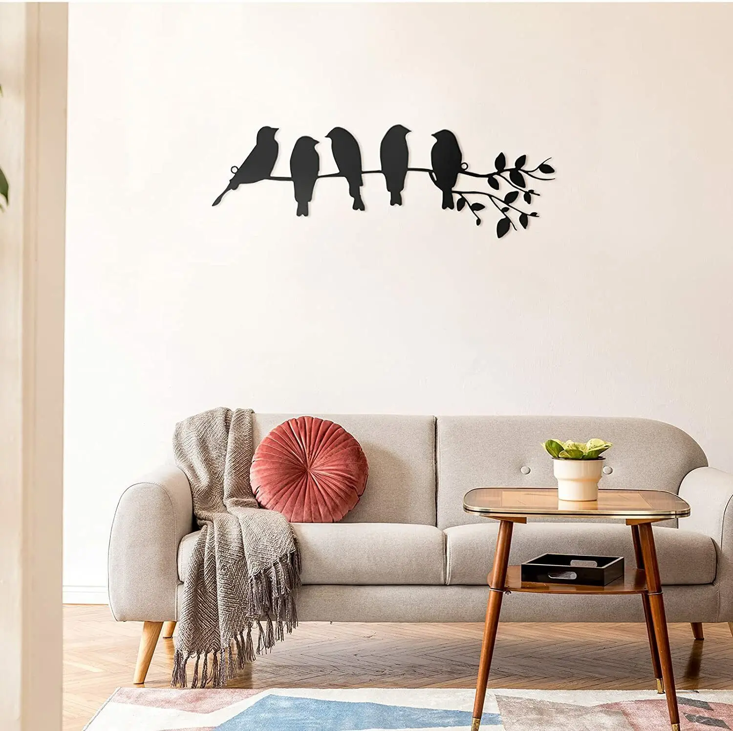 Metalen wanddecoratie Boom met vogeltjes | Kunst van Staal