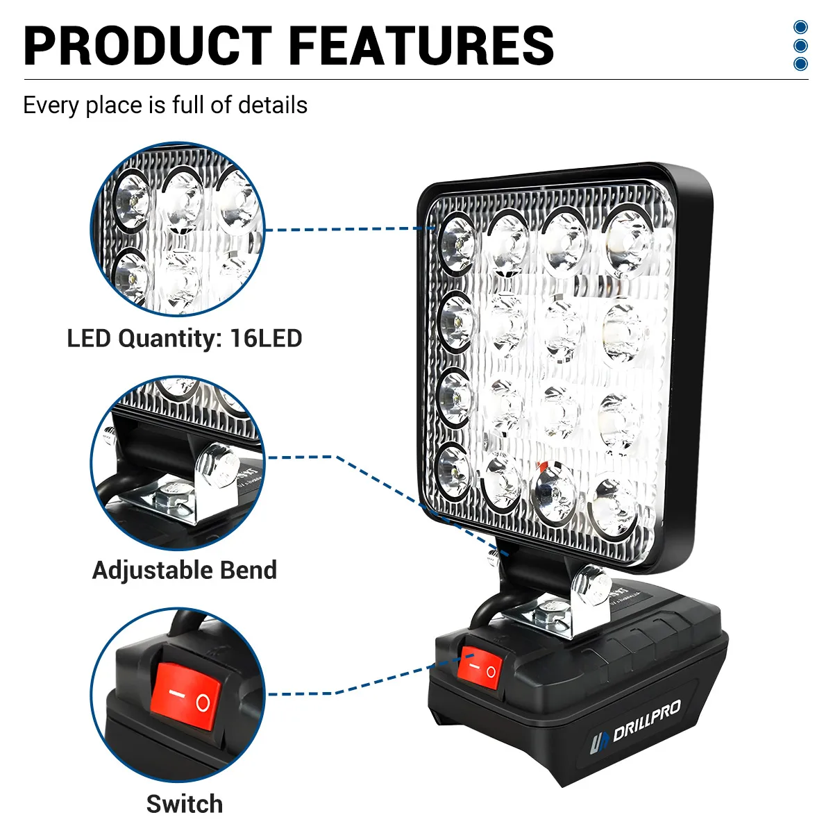 4In LED Work Light Portable Camping Flashlight Outdoor Lighting Spotlight For Makita 18V Battery Emergency Tool