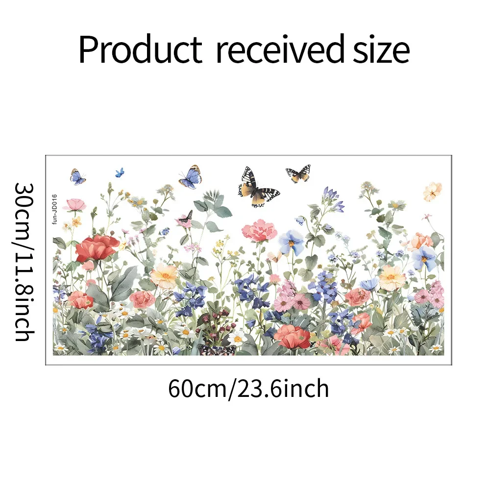Colorful Plant Flowers Butterfly Glass Window Home Landscaping Decoration Electrostatic Uv Window Stickers 1PCS window stickers