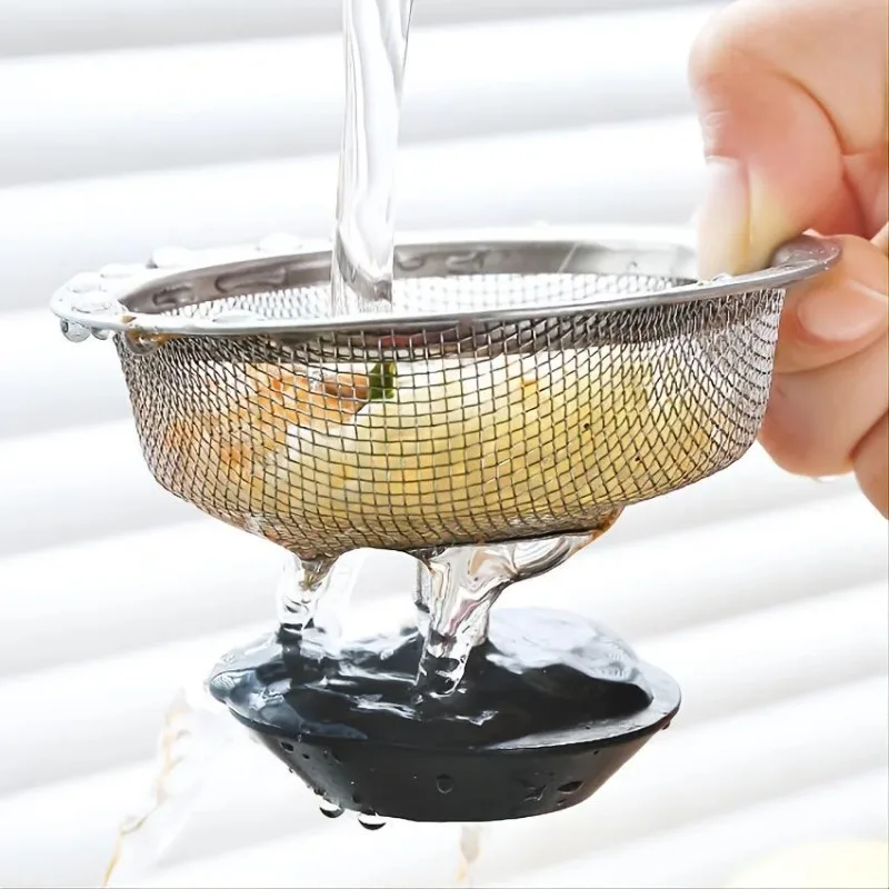 Kitchen Sink Filter Stainless Steel Sink Sewer Mesh Strainer Hair Catcher Waste Plug Filter