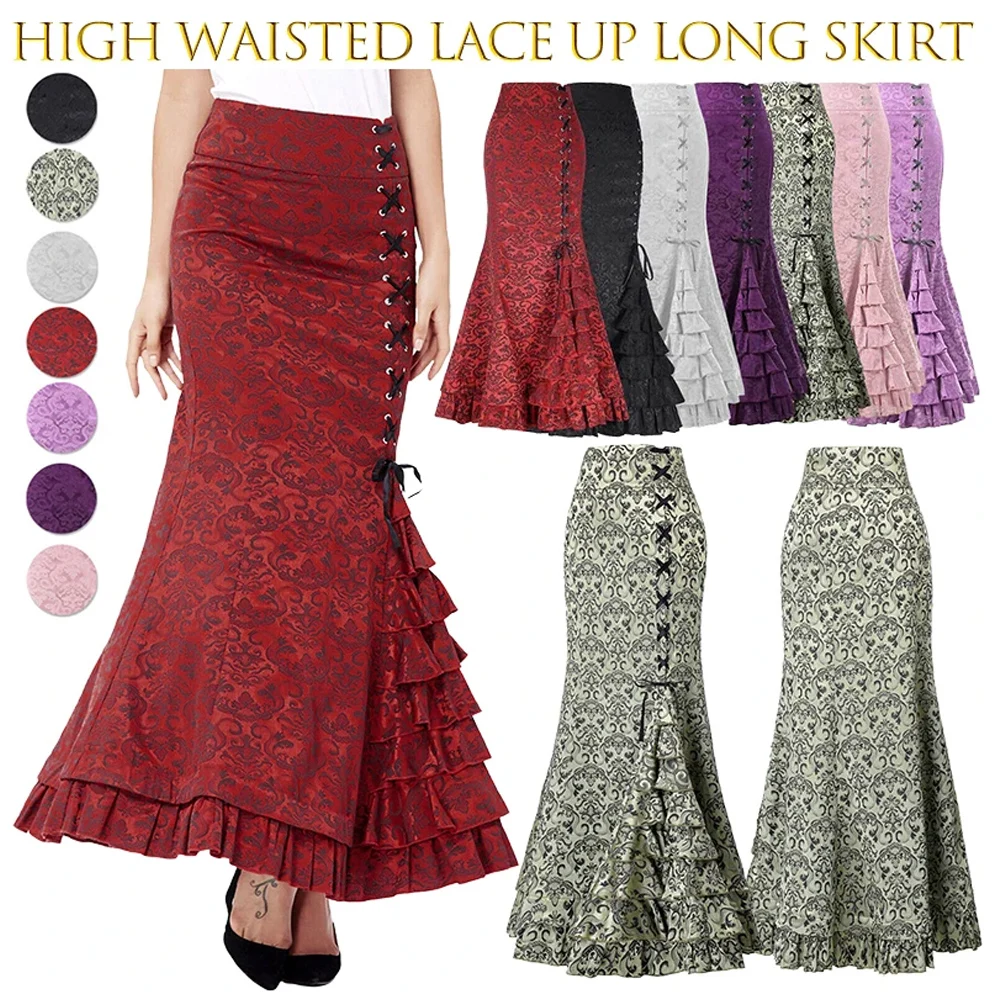 

Women's Midi Y2k Skirt Victorian Retro High Waist Elegant Temperament Skirt Steampunk Gothic Style Fishtail Skirt Party Clothes