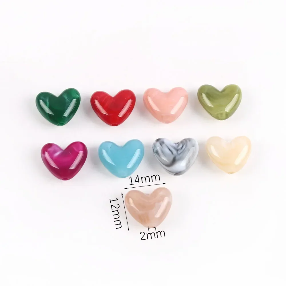 10pcs Imitation Stone Love Heart Shape Acrylic Beads For Jewelry Making DIY Handmade Bracelet Porcelain Beads Accessories