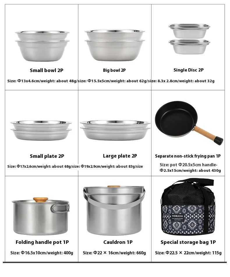 Stainless Steel Camping Cookware 6