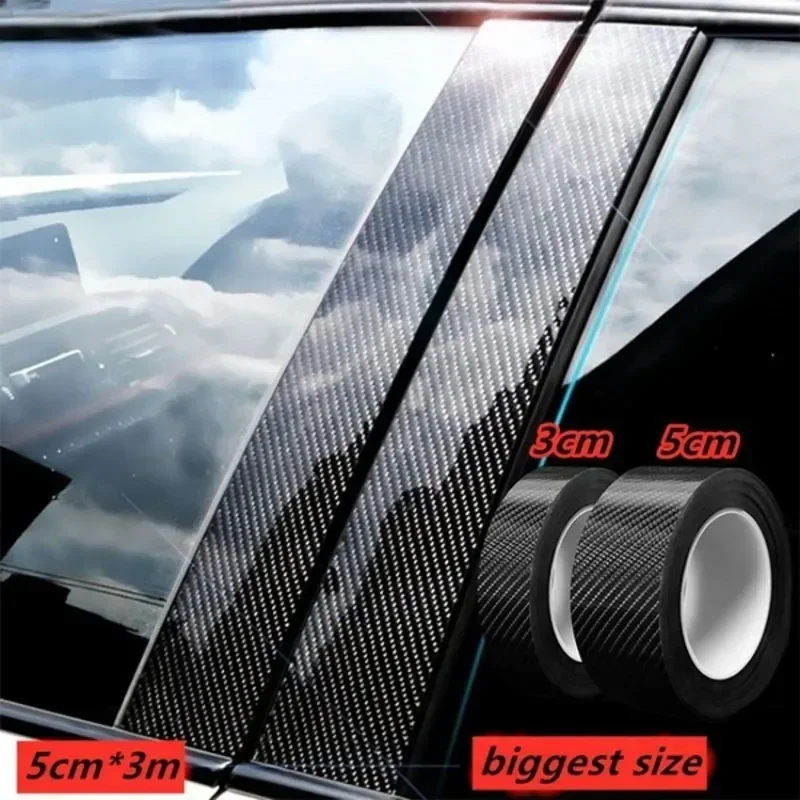 Black 3D Carbon Fiber Door Sill Protector – Nano Matte Anti-Scratch Film for Car Interior, Waterproof & Wear-Resistant