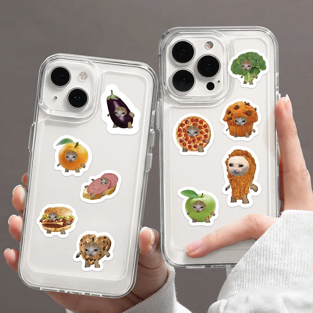 500PCS/Roll 재미 있고 인기있는 음식 고양이 머리 씰링 낙서 스티커 자전거 손 계정 연필 케이스 데칼