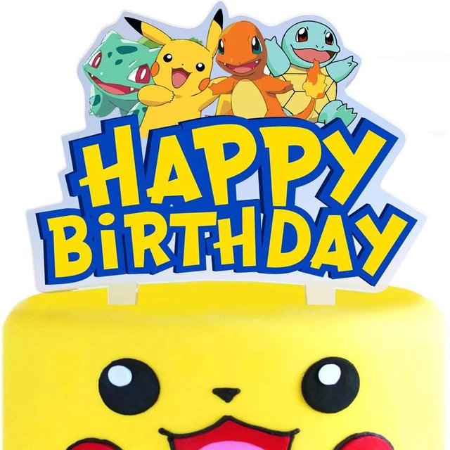 Carte d'insertion Pikachu pour enfants, figurines d'anime Pokemon,  décoration de gâteau de fête, Charizard, Bulbasaur, SLaura, décorations de joyeux  anniversaire - AliExpress