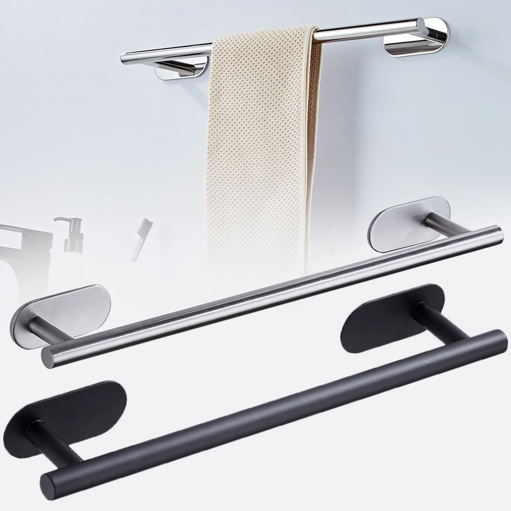 Towel Rack 50cm Stainless Steel Bathroom No Drilling Self Adhesive Wall-Mounted
