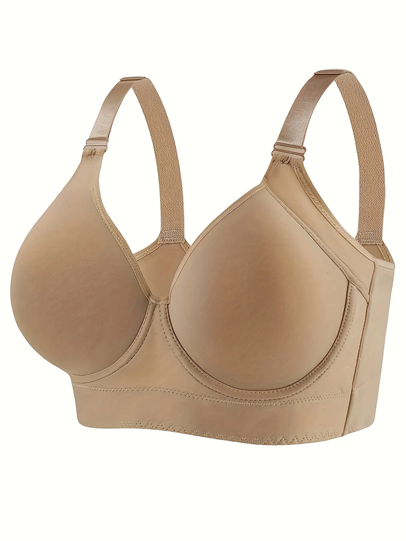 A seamless knitted fabric mature style underwear, full coverage with steel underwire nylon bra, solid color