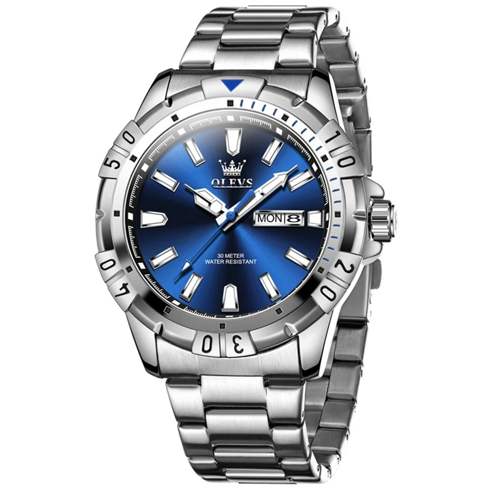 OLEVS Watches for Men Fashion Business Sport Stainless Steel Strap Wristwatch with Date Waterproof Quartz Watch reloj hombre