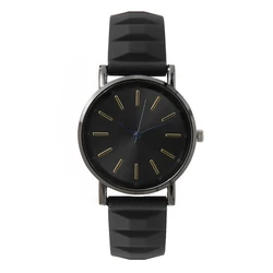Elegant Blue Studded Quartz Women’s Watch with Silicone Strap (Black)