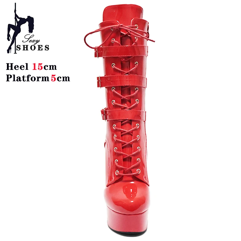 Stripper Shoes on Heels 5CM/6Inch High Heels Belt Buckle Platform Ankle Boots Pole Dance Shoes Low Tube Nightclub Women's Boots