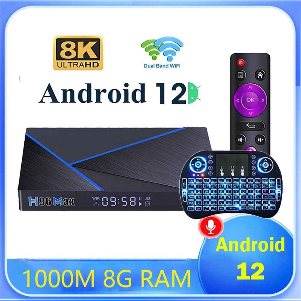 H96 Max V56 Tv Box Android 12 Ehernet 1000M 8K 4G 8G Ram 64Gb Wifi 2.4G ...