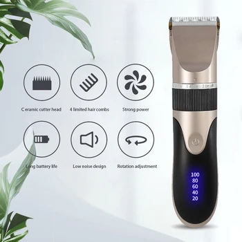 Tondeuse à cheveux professionnelle pour hommes, barbier, tondeuse à barbe, lame en céramique Rechargeable, Machine de coupe de cheveux pour adultes et enfants, faible bruit