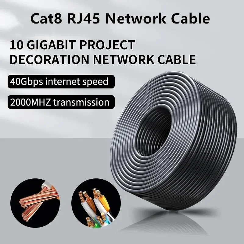 Duttek Cavo Ethernet Cat 8, 40 Gbps 2000 Mhz ad angolo su cavo Ethernet