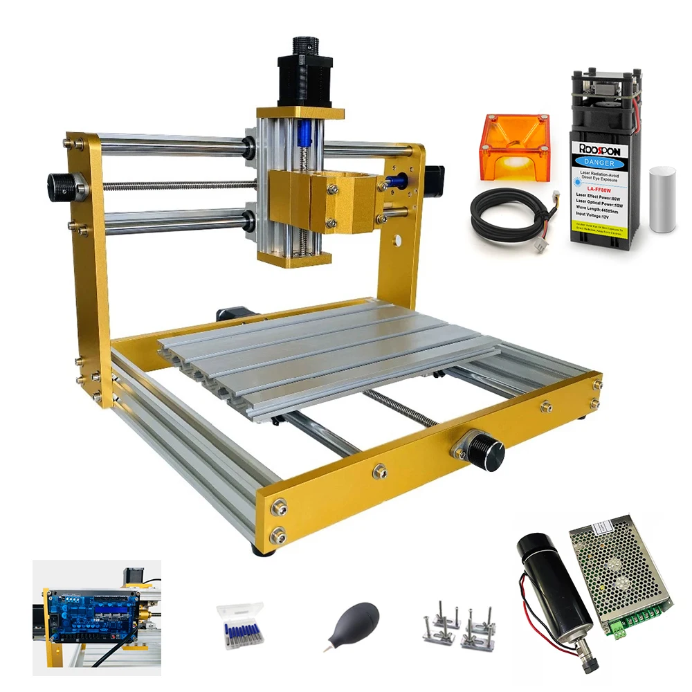 

CNC Laser Engraver 80W & 500W Spindle CNC Wood Router Woodworking Machinery Metal Frame Milling Laser Engraving Cutting Machine