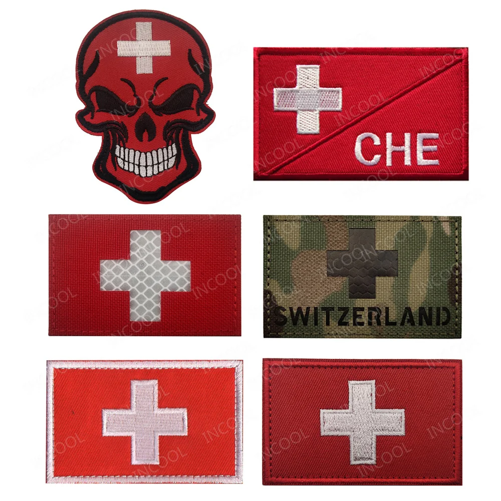 

Switzerland Swiss Flag IR Infrared Reflective Patches Tactical Military National Flags Emblem Appliqued Badges For Clothing Cap