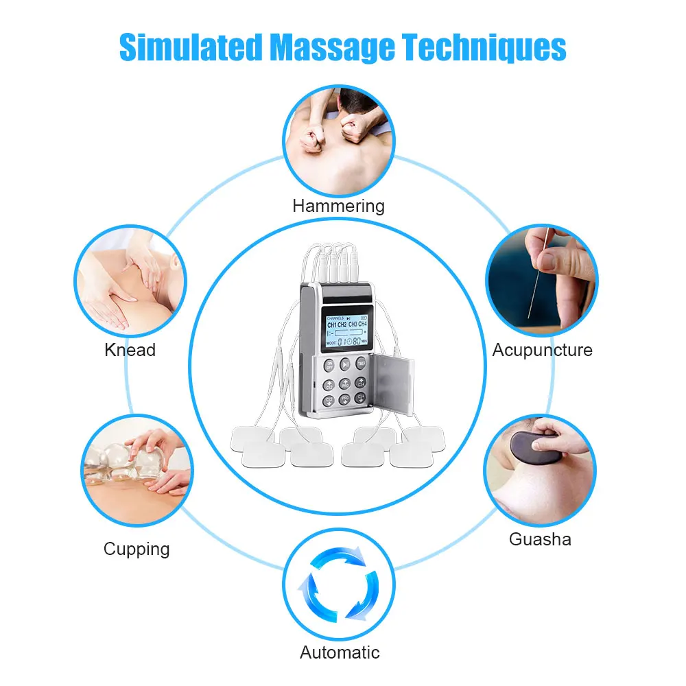 15 Modes EMS Electric Muscle Stimulator 20 Levels TENS Physiotherapy Pulse Full Body Massager Machine Pain Relief + Meridian Pen 4