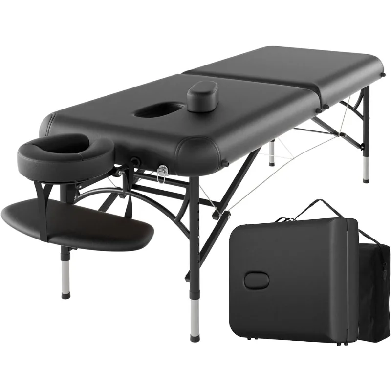 84 Professional Massage Table Portable 2 Folding Lightweight Facial Solon Spa Tattoo Bed Height Adjustable folding beauty bed massage physiotherapy household portable tattoo aluminum portable mobile folding massage bed