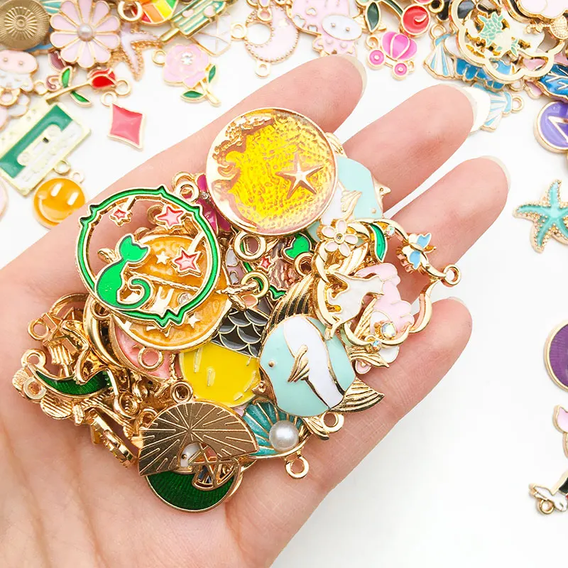 Mix Styles 20/30/50pcs Jewelry Making Charms Golden Enamel Plated Pendant For DIY Jewelry Making Handmade Jewelry Accessories