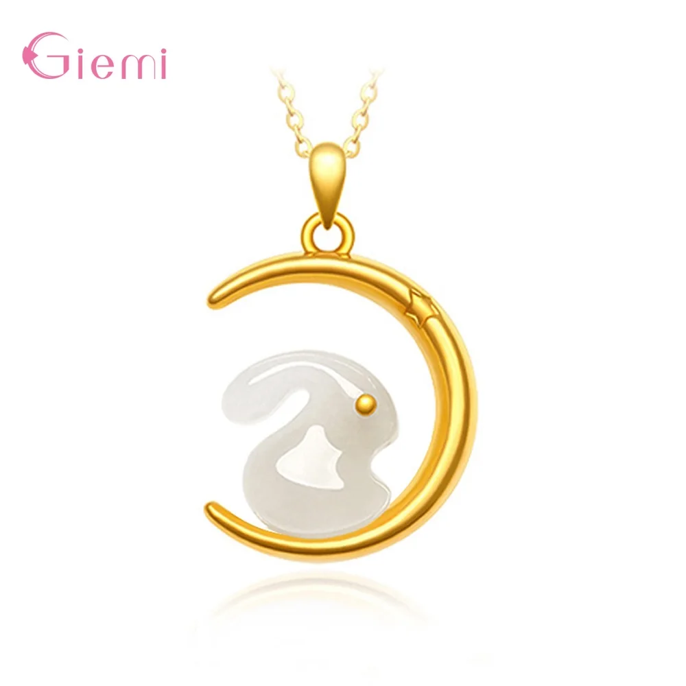 

Женское ожерелье с подвеской в виде кролика и Луны, серебро 2023 пробы