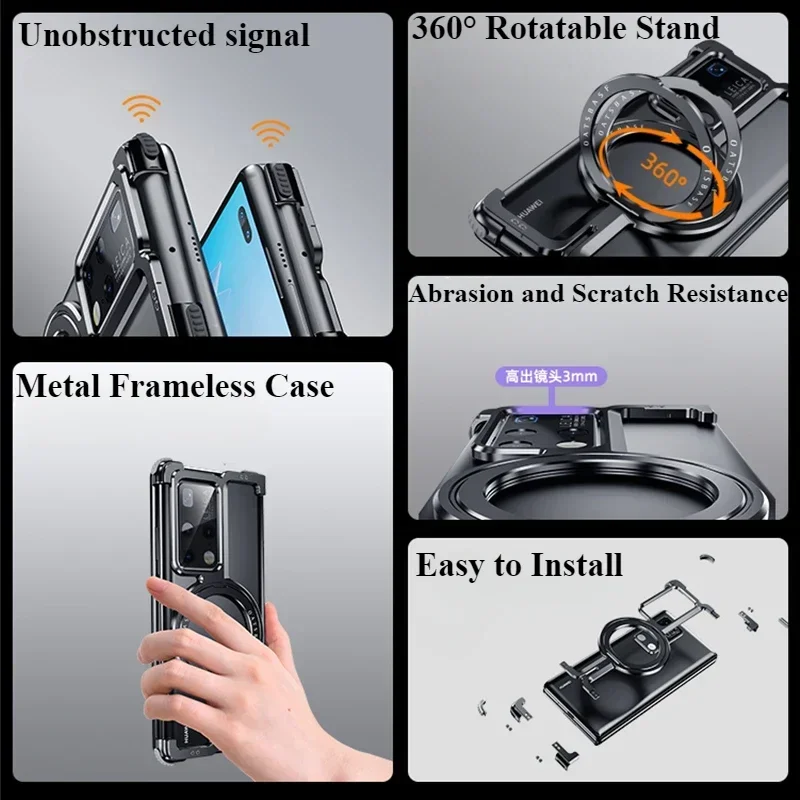 Oatsbasf Frameless Magnetic Protective Phone Case with 360° Rotatable Stand