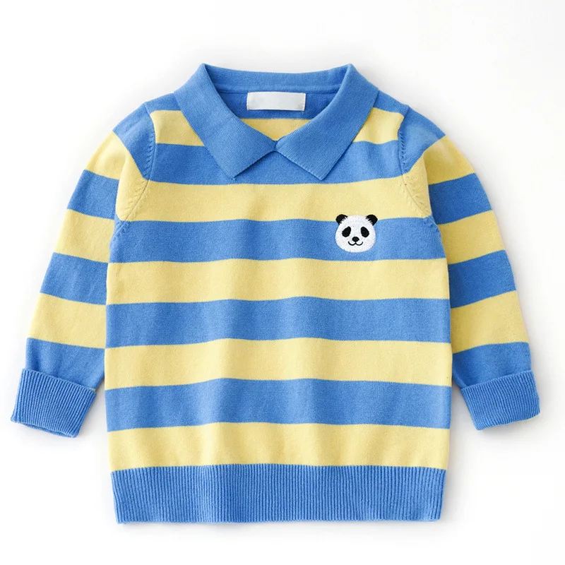 

New Boys Autumn Winter Animal giant panda Embroidery Kids Cotton Sweater 2-8 Years old Children's Pullover Knitted Girls Sweater