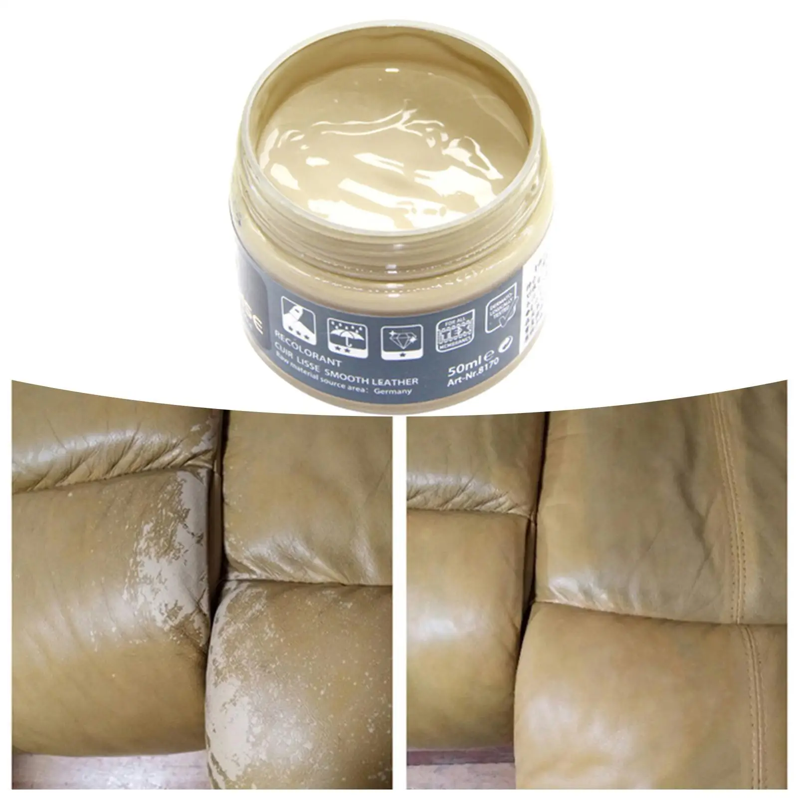 Leather Repair Gel Leather Dye Leather Color Restorer Dye Renew Paste Leather Repair for Sofa Couches Bag Beige