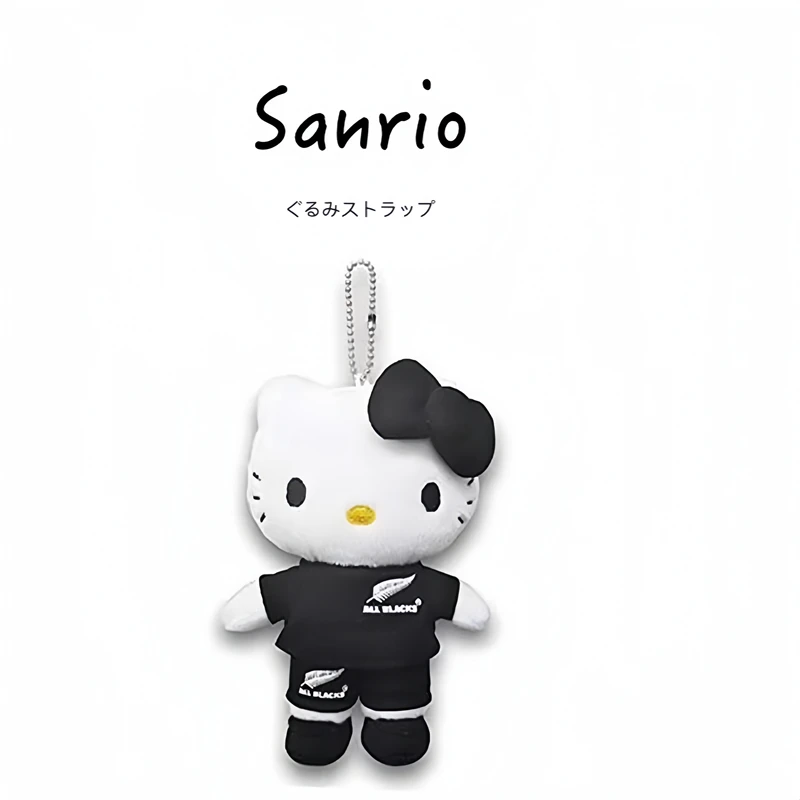 

Подвеска Sanrio для регби с рисунком Hello Kitty, красивая мягкая Аниме Черная плюшевая кукла в виде кошки Hello Kitty, рождественские подарки, 9 см