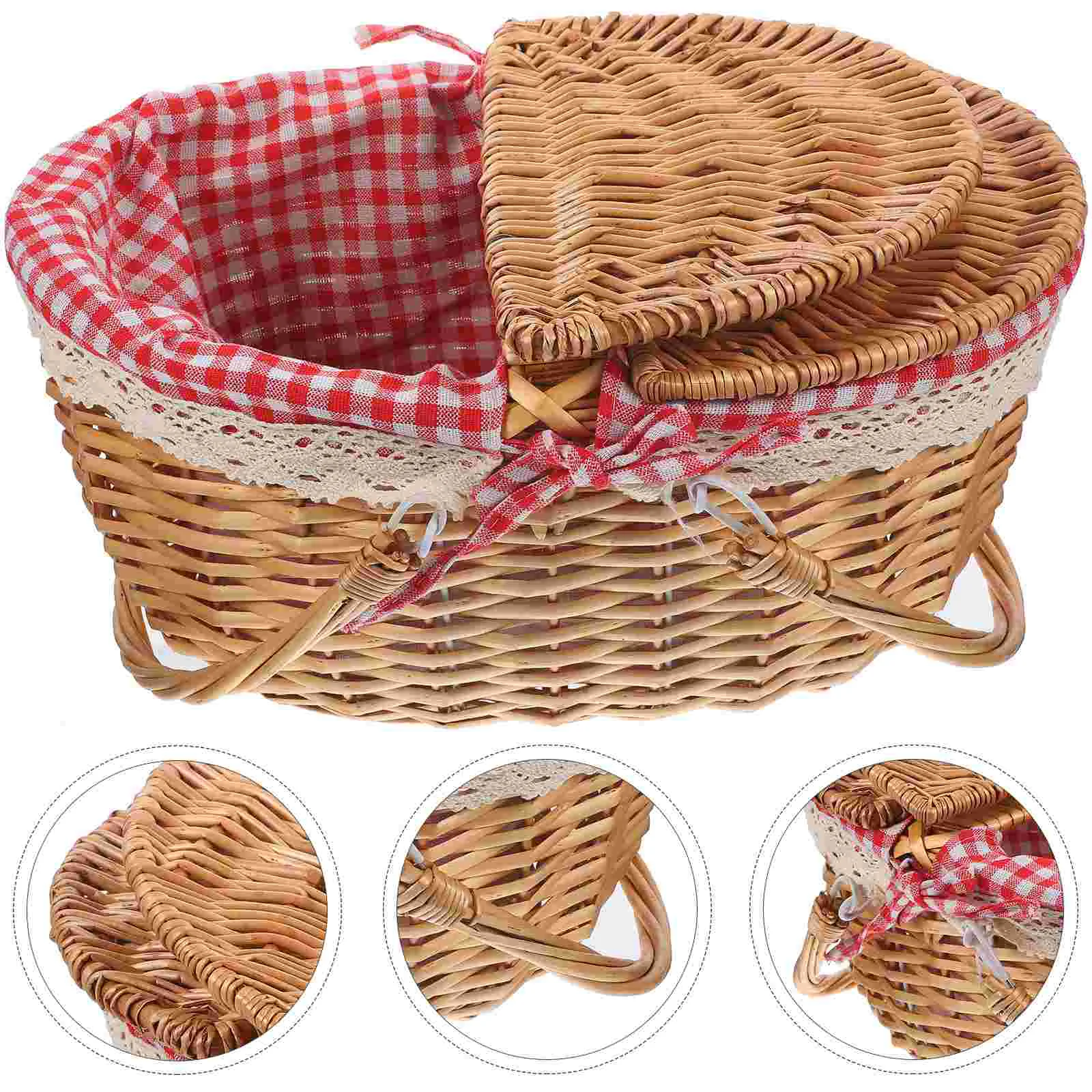 

Picnic Basket Cute Baskets for Gifts Woven Rustic Decorative Home Wicker with Lid