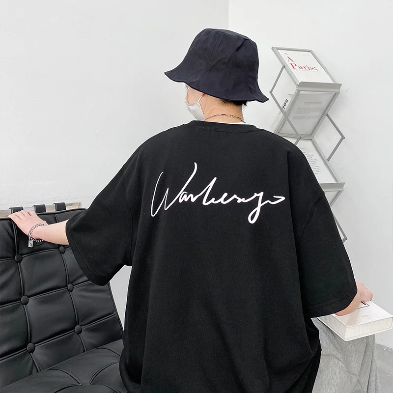 

Футболка мужская оверсайз из чистого хлопка, уличная одежда с короткими рукавами, винтажная Удобная рубашка в стиле Харадзюку, в средневековом стиле, Y2k, на лето