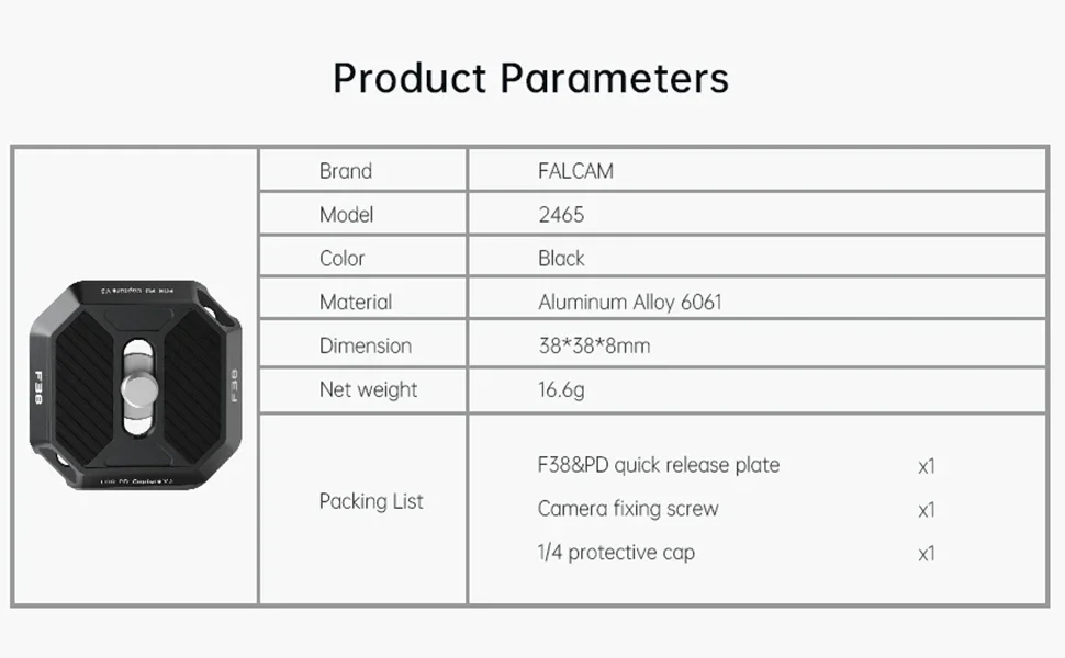 F38 And Peak Design Compatible Quick Release Plate 2465 Quick Release Bottom Pla