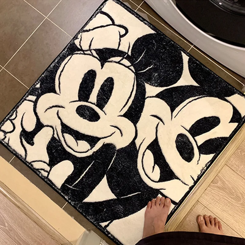 Mickey Mouse Disney Cushion Anime Bathroom Non-slip Mat Kawaii Faux Cashmere Absorbent Carpets Living Room Bathroom Mat Carpet 2