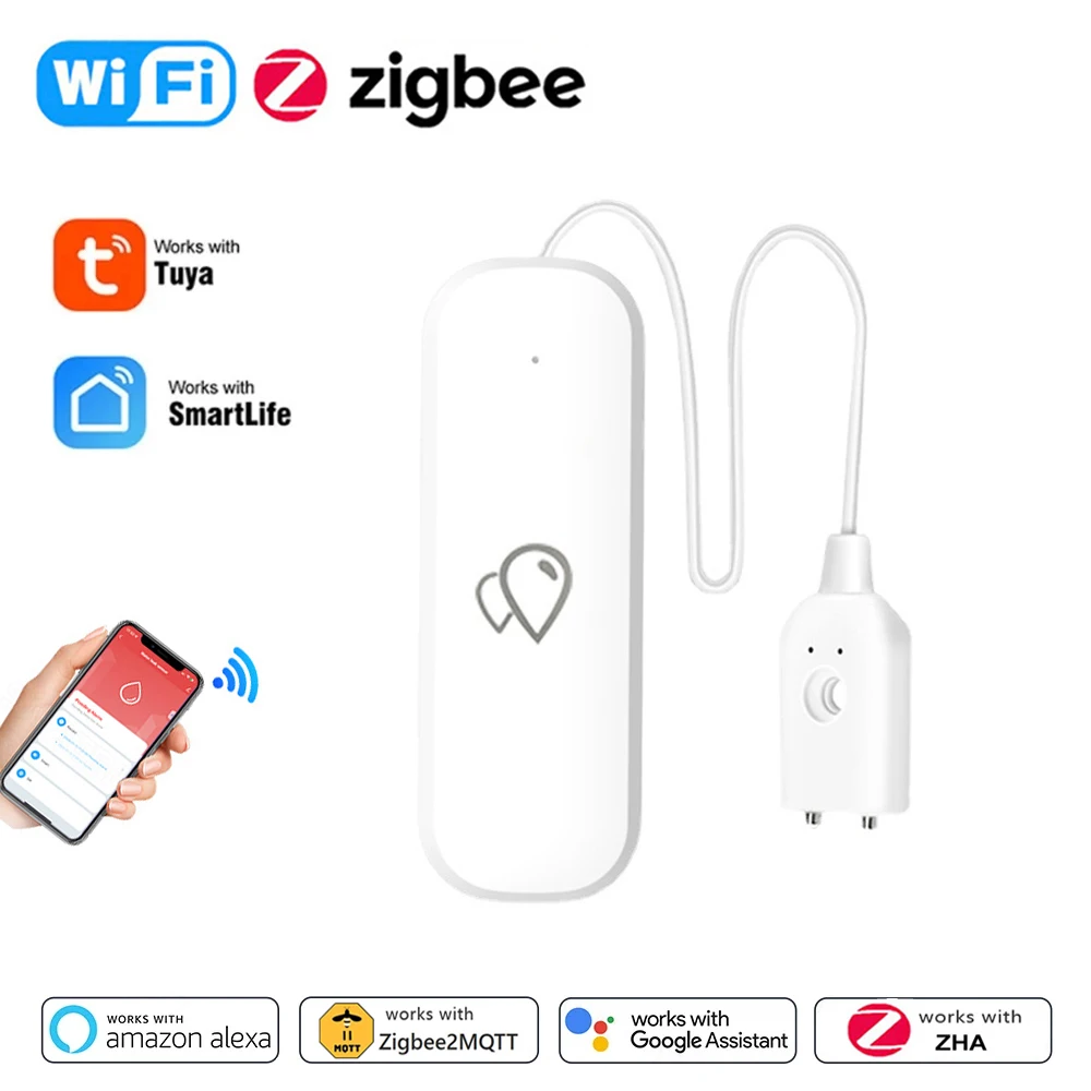 Tuya WiFi Zigbee Water Leak Sensor Detector Smart Life APP Notification Alarm Flood Leak Home Security