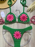 Women Swimwear Micro Bikini Sets Sexy Flower Mujer Crochet Swimsuit Adjustable Cup Beachwear Maillot De Bain Femme Bathing Suit