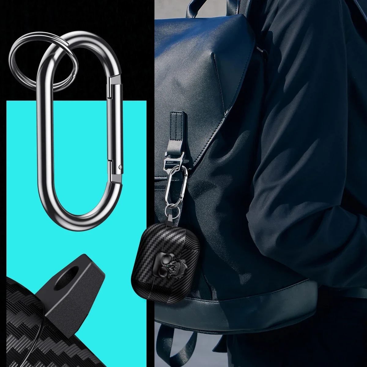 Halloween Skull Secure Lock Clip Case with Carabiner