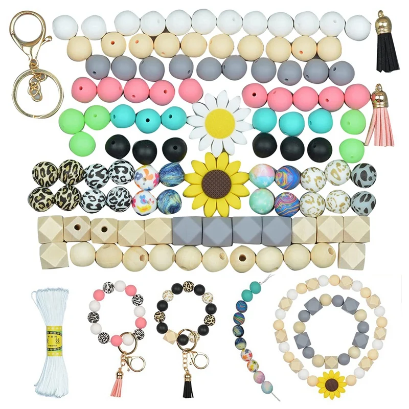

Silicone Beads For Keychain Making, 15Mm Assorted Beads Bulk For DIY Craft Necklace Bracelet Jewelry Making