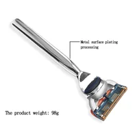 Men Manual Care Silver Metal Shaver Handle 5-Layer Stainless Steel Safty Razor Blade Suit For G-series F5 Power