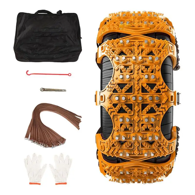 

Snow Tire Chains Tire Chains With Wear-Resistant Cleats 6 Pcs Secure Driving Tools With Double Threads And Layered Patterns In