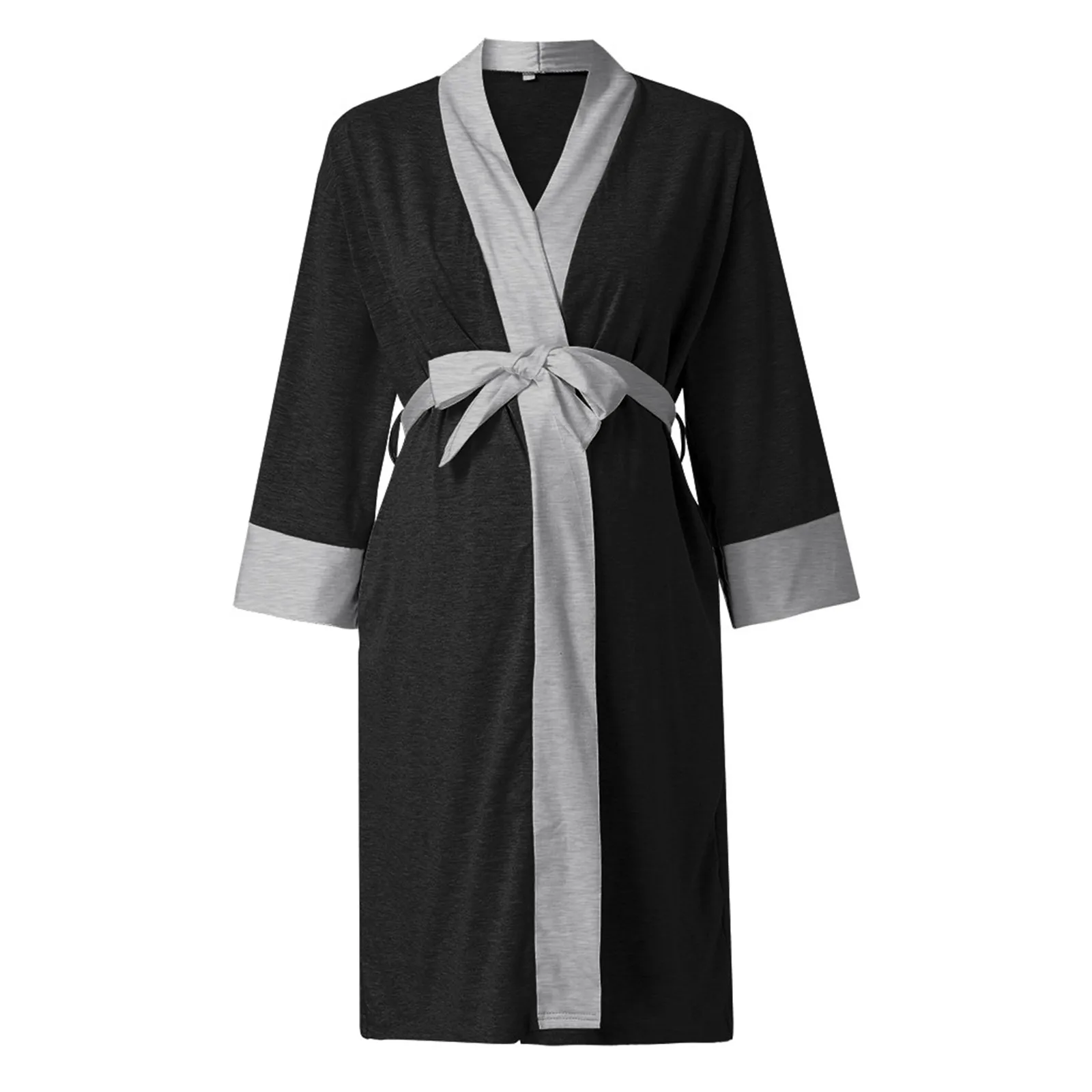 Women's Bathrobe Maternity Robe Nightgown Postpartum Home Nursing Dress Feeding Pajamas For Pregnant Belted Kimono Sleepwear