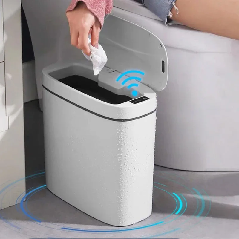 Touchless Motion Sensor lata de lixo, Lixeiras do banheiro, Lixeira Lids,  Wastebasket automático para cozinha, 14 litros, 3,7 galões - AliExpress