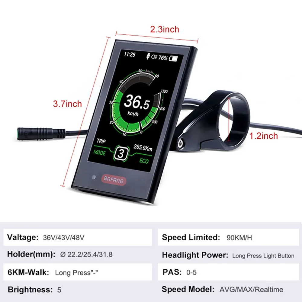 BAFANG LCD DPC18 UART Protocol Display ONLY For Bafang Mid Motor BBS01B BBS02B BBSHD M620 G510 M400 G330 36V 48V 52V Round Plug