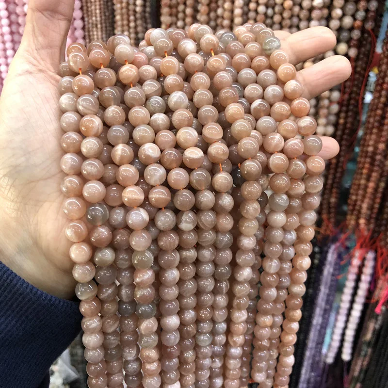 

Natural Sunstone Beads Orange Moonstone Round Loose Spacer Beads 4 6 8 10 12 mm For Jewelry Making DIY Bracelet Accessories 15"