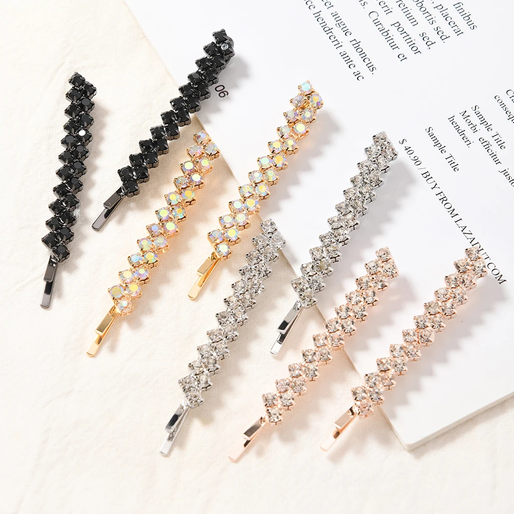 2 Stück elegante und modische, mit Diamanten besetzte, einteilige Haarspangen sind für den täglichen Gebrauch geeignet