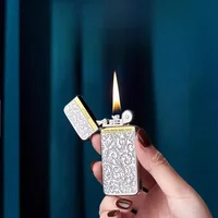 ZORRO Kerosene Lighter Ultra-thin Carving Craft Grinding Wheel Pure Copper Men's Lighter Gift 2