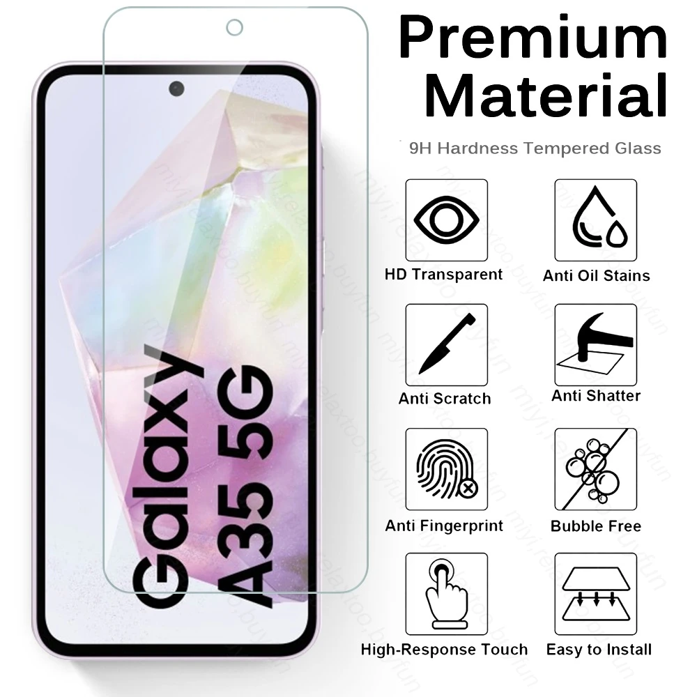 Phone case screen protector tempered glass phone protector cover Samung A35 5G 3Pcs HD 9H full cover for Samsung Galaxy A35 5G A36 A 35 36 SM-A356B/DS 6.6"