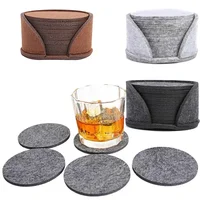 10pcs Round Felt Coaster Dining Table Protector Pad Heat Resistant Cup Mat Coffee Tea Hot Drink Mug Placemat Kitchen Accessories 1