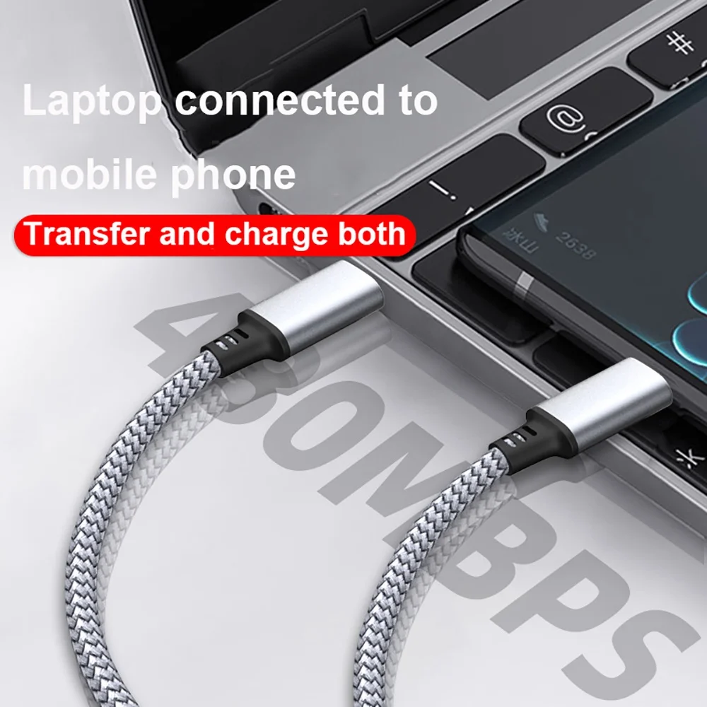 รูปสินค้า สายชาร์จ Type-C ถักไนลอน 60W ชาร์จเร็ว ทนทาน ยืดหยุ่น