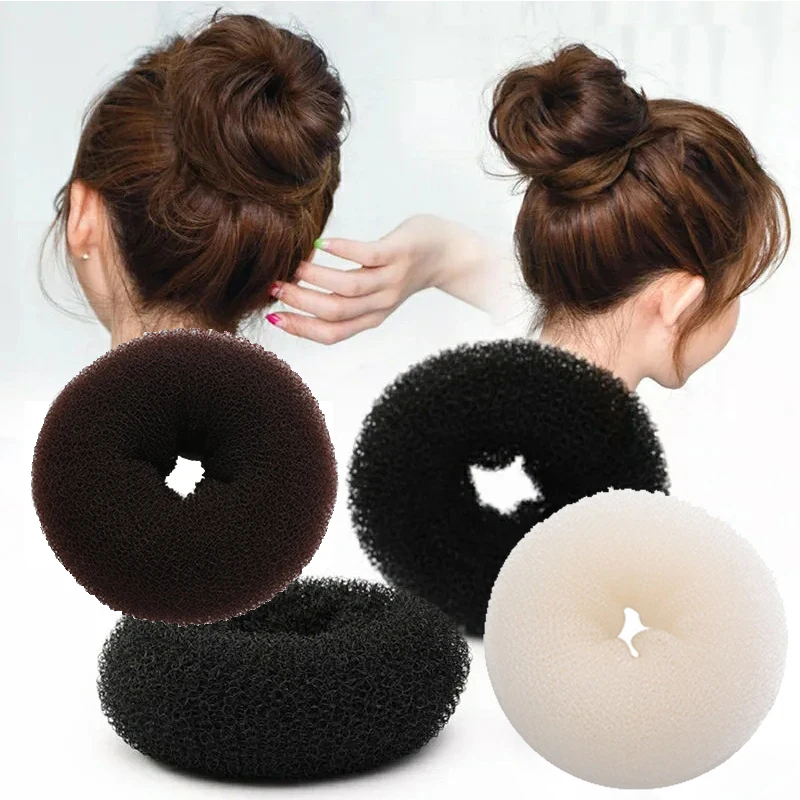 2Pcs 11cm 13cm Black Ivory Brown Big Magic Hair Bun Maker Elegant Women Ladies Magic Shaper Donut Hairbands Hair Styling Tools 2pcs set fixate gel pads multi function magic nano gel pad washable car mount cell phone holder