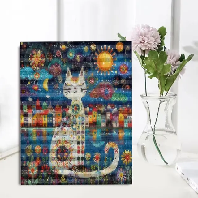 Peinture diamant thème chat coloré, photo personnalisée 5d, broderie complète de diamant rond, Art Animal, décoration d'intérieur 3