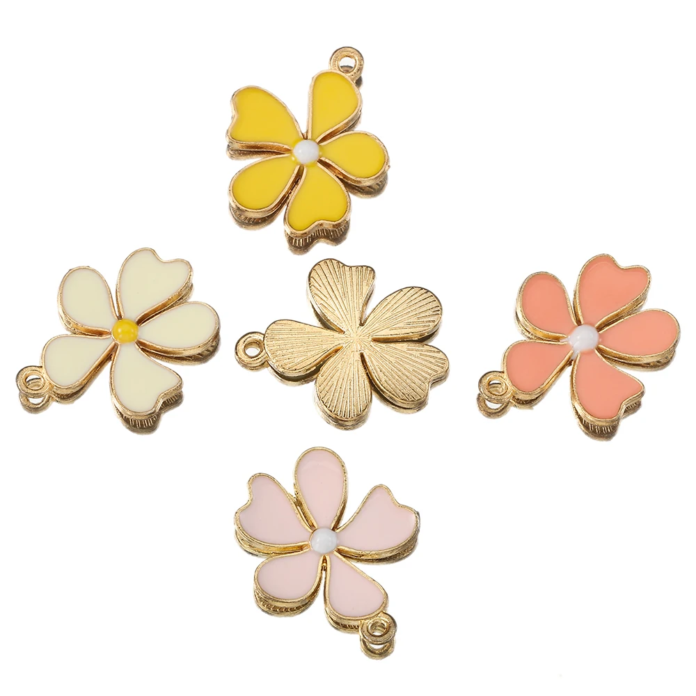 

10pcs Metal Drop Oil Flower Charm 19x23mm Color Enamel Petals Pendant For DIY Earring Necklace Jewelry Finding Accessories